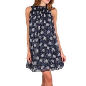 Joie Sleeveless Blue And White Floral Flowy Mini Dress Size Medium